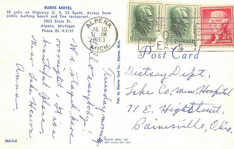 Big Bear Lodge (Burks Motel, Van-D Motel) - Old Postcard (newer photo)